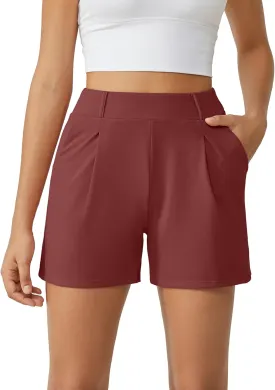 G4Free 2025 Trendy Shorts for Women Dressy Casual High Waisted Lounge Summer Pleated Shorts with Pockets