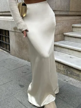 High Waisted Elasticity Solid Color Split-Joint Skirts