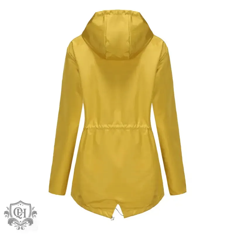 Hooded Mid-Length Striped Coat