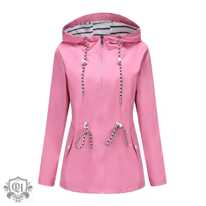 Hooded Mid-Length Striped Coat