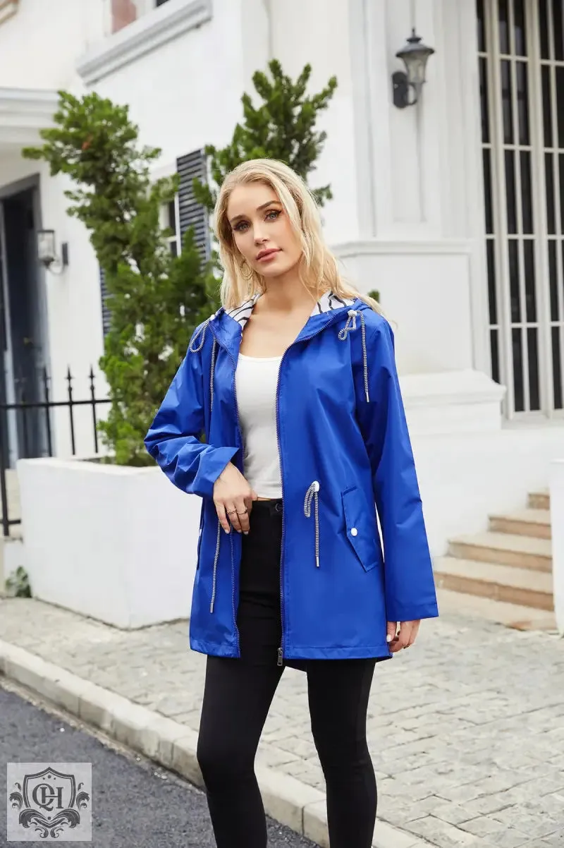 Hooded Mid-Length Striped Coat