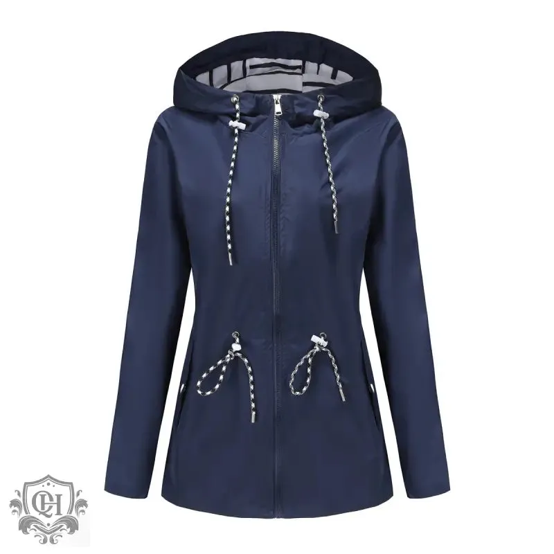 Hooded Mid-Length Striped Coat