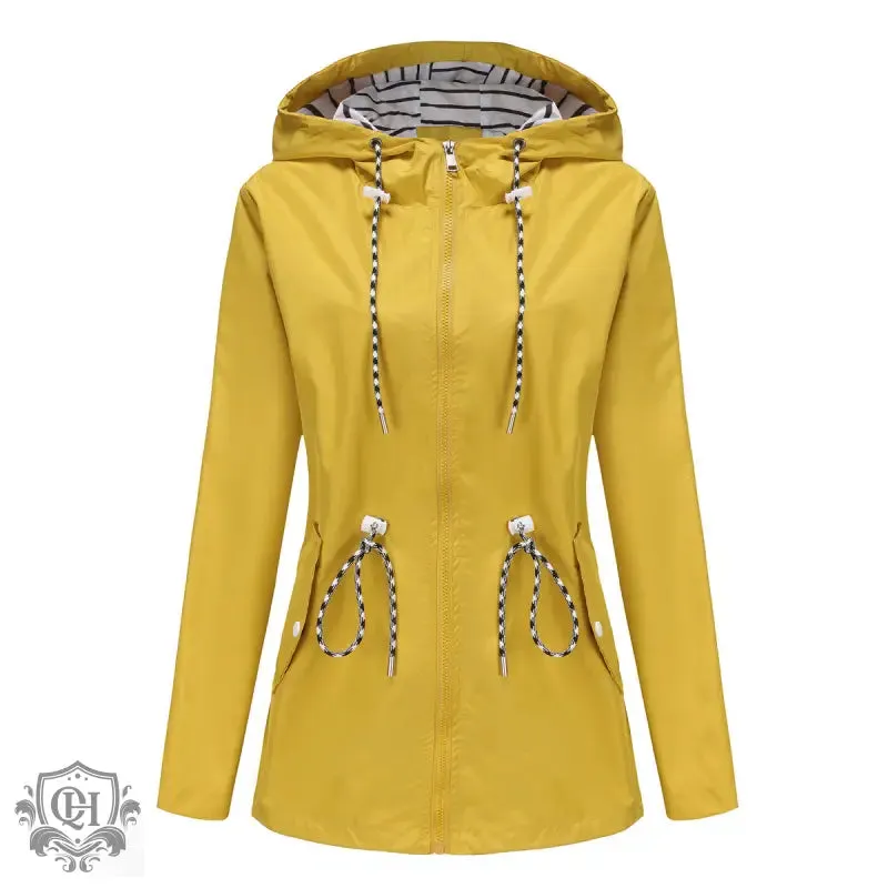 Hooded Mid-Length Striped Coat