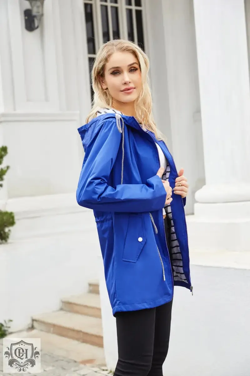 Hooded Mid-Length Striped Coat