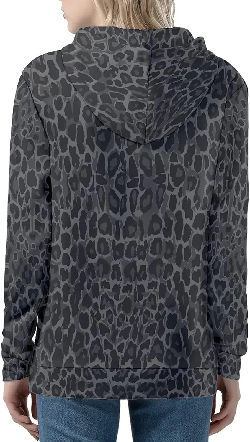 Irisjudy Island Tribal Zipper Women Hoodies with Pocket, Leopard Print,Music Notes Plus Size Hooded Sweatshirt Sport Coat