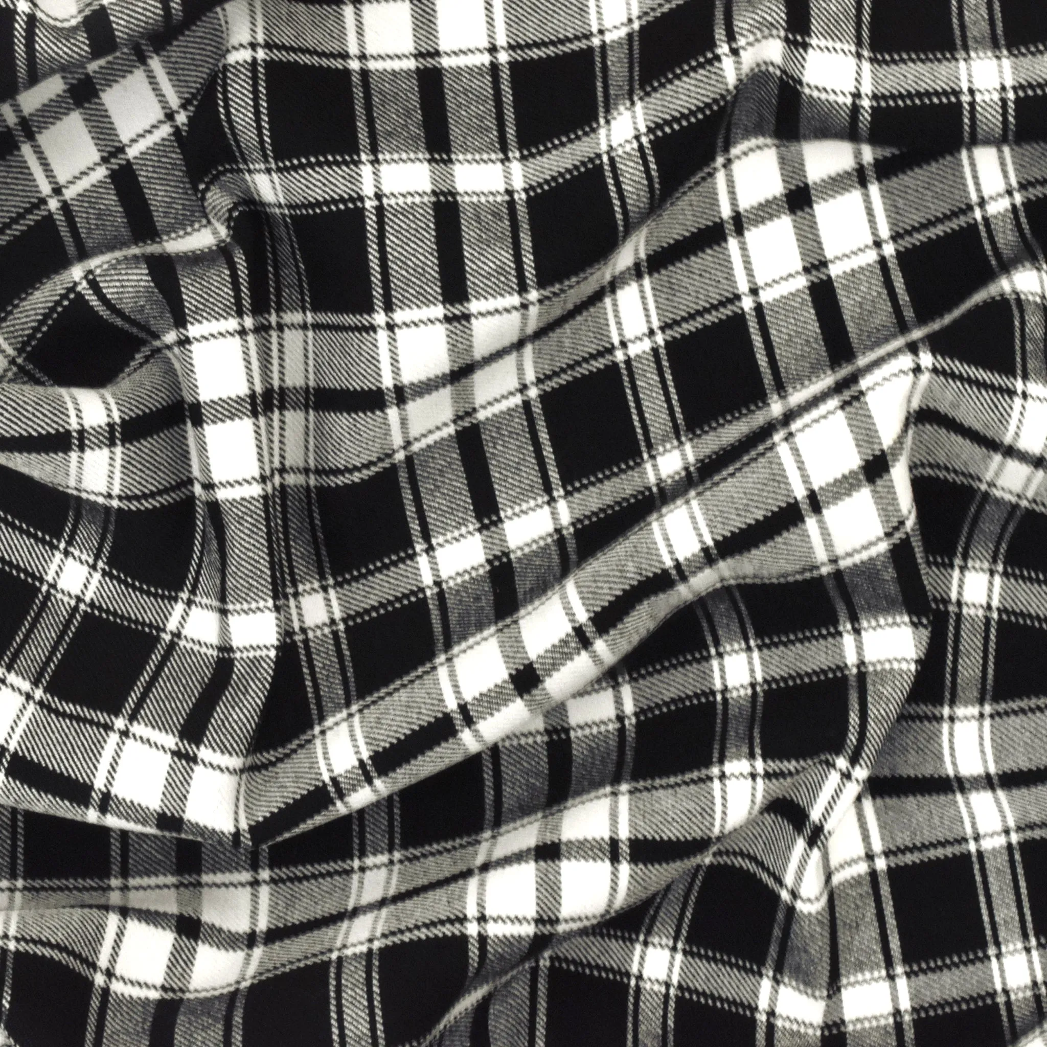 Ivory-Basic Black Famous Designer Plaid Stretch Twill Woven Fabric