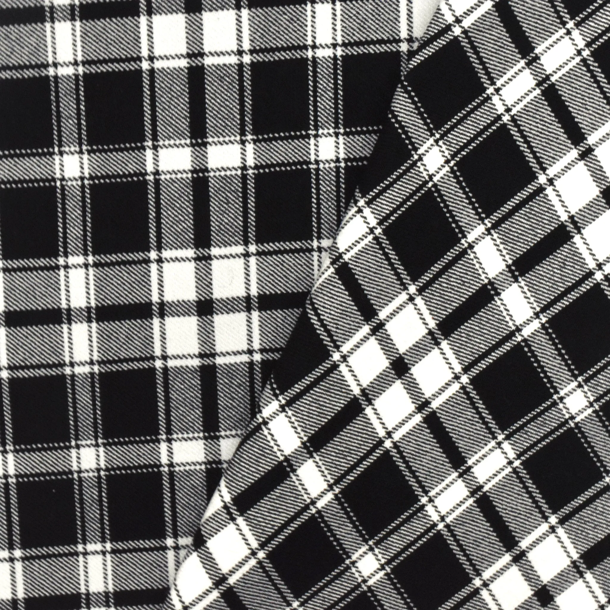 Ivory-Basic Black Famous Designer Plaid Stretch Twill Woven Fabric