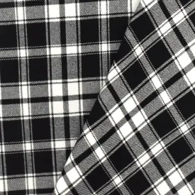 Ivory-Basic Black Famous Designer Plaid Stretch Twill Woven Fabric