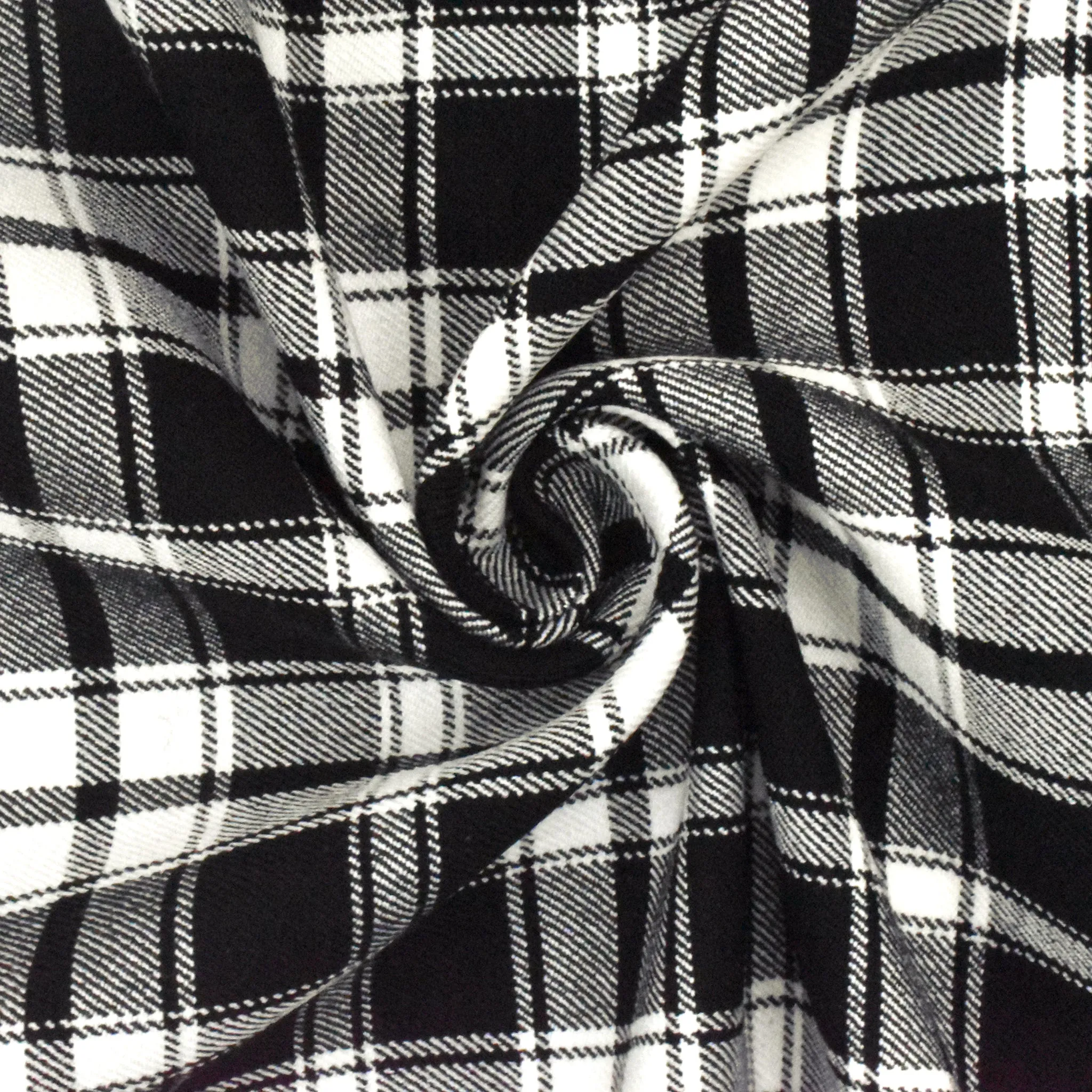 Ivory-Basic Black Famous Designer Plaid Stretch Twill Woven Fabric