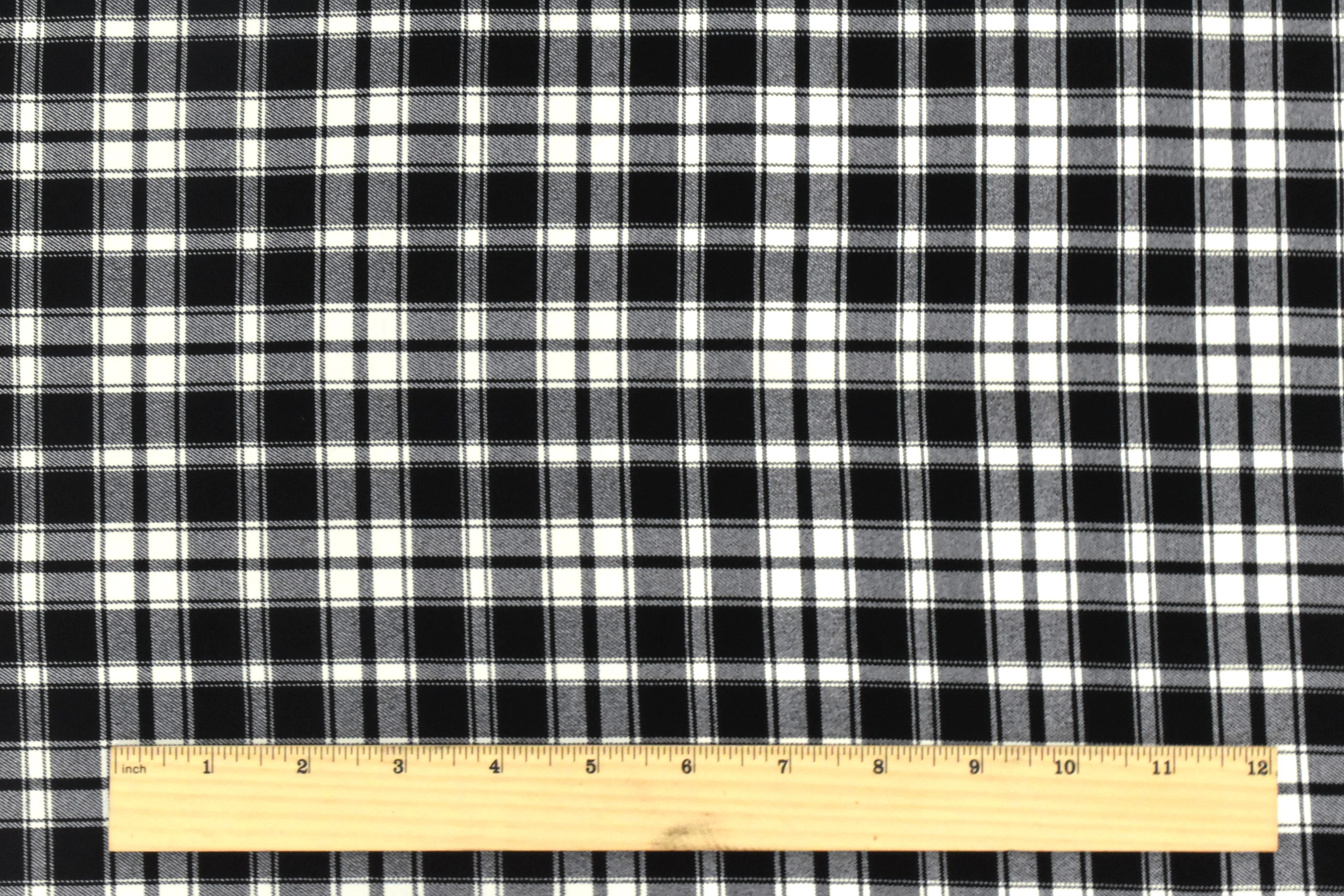 Ivory-Basic Black Famous Designer Plaid Stretch Twill Woven Fabric