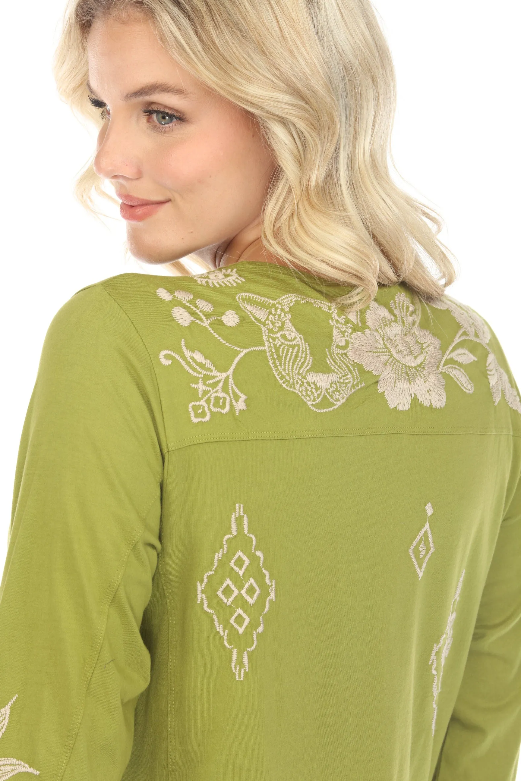 Johnny Was JWLA Ivey Long Sleeve Henley Tee Boho Chic J10223