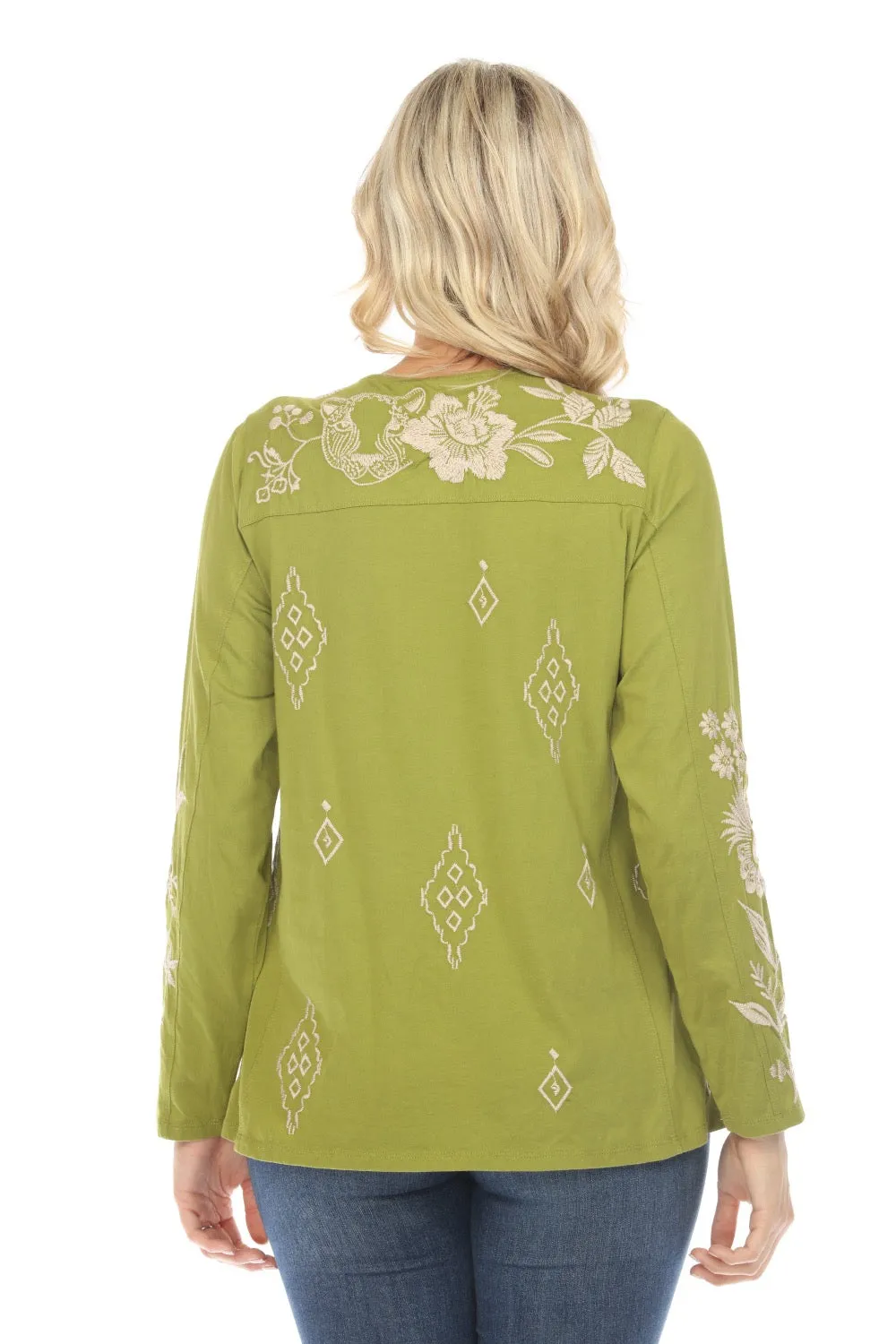 Johnny Was JWLA Ivey Long Sleeve Henley Tee Boho Chic J10223