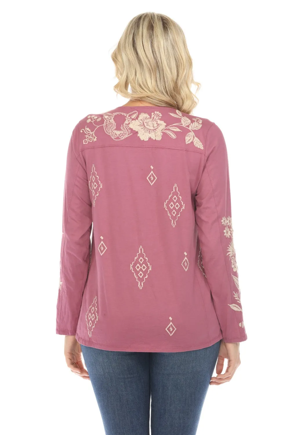 Johnny Was JWLA Ivey Long Sleeve Henley Tee Boho Chic J10223