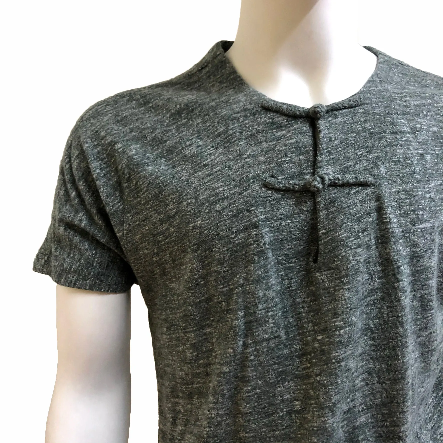 Knot Button Pocket Henley, Sardine Grey Slub