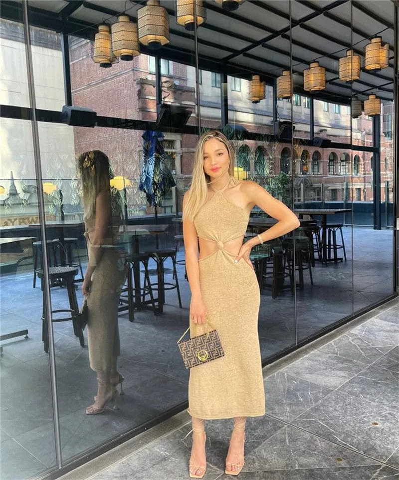 Linda Knitted Halter Dress