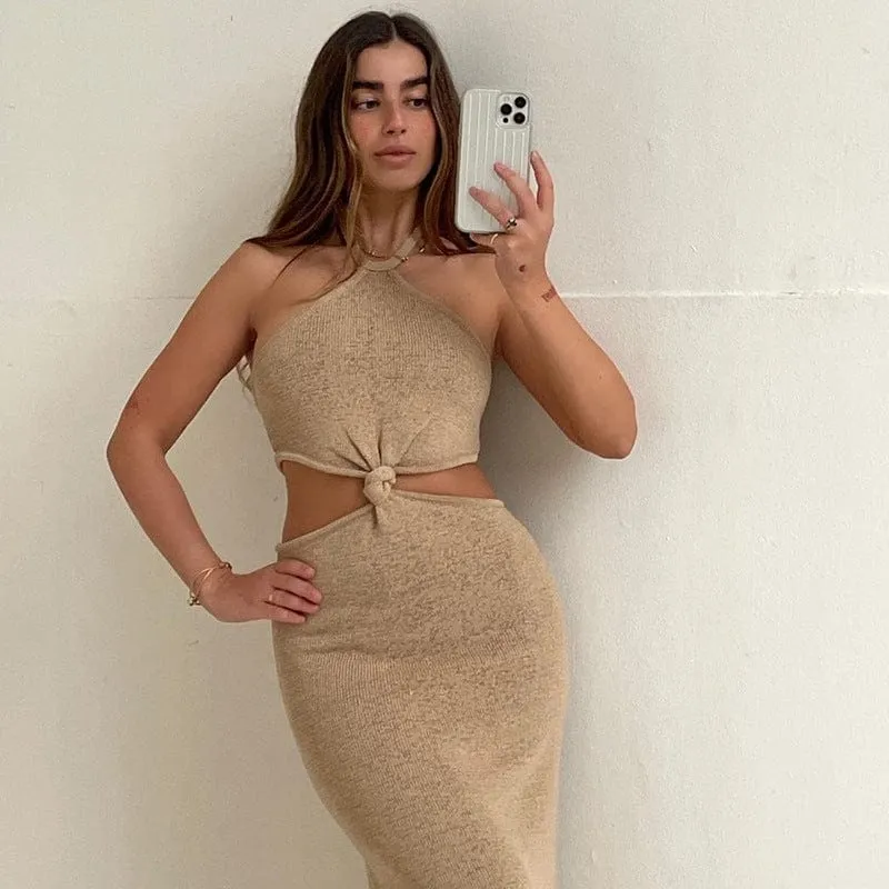 Linda Knitted Halter Dress