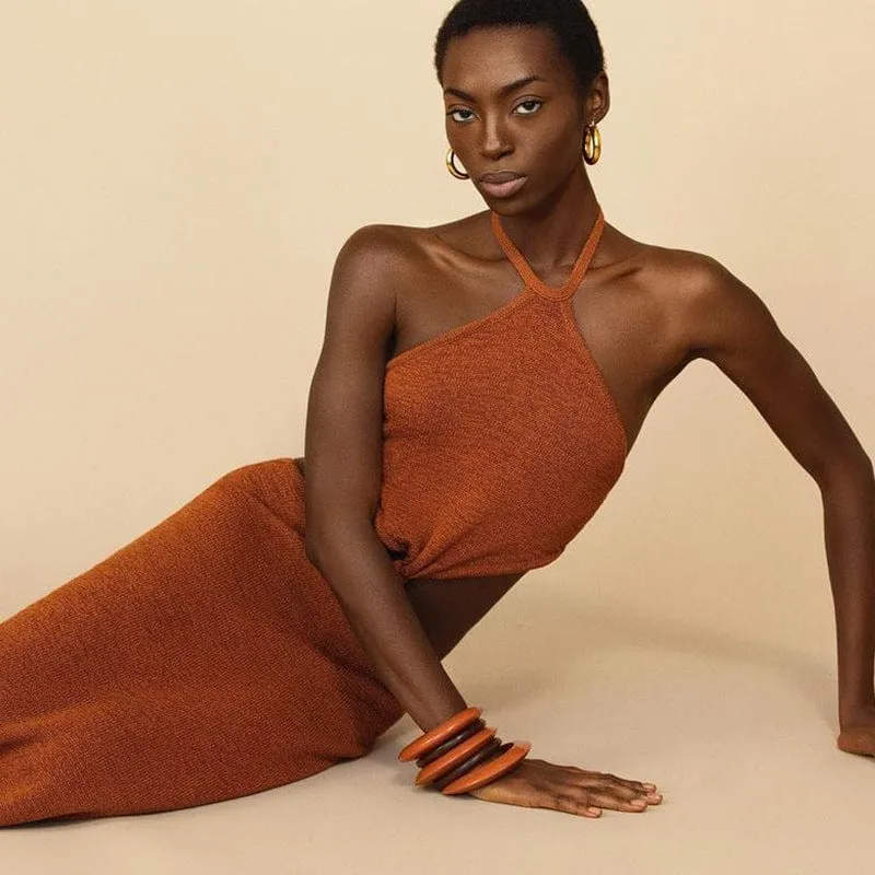Linda Knitted Halter Dress
