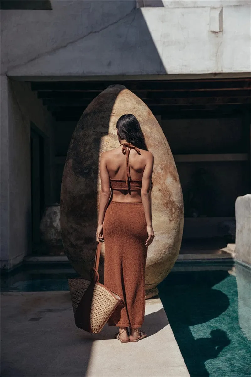 Linda Knitted Halter Dress