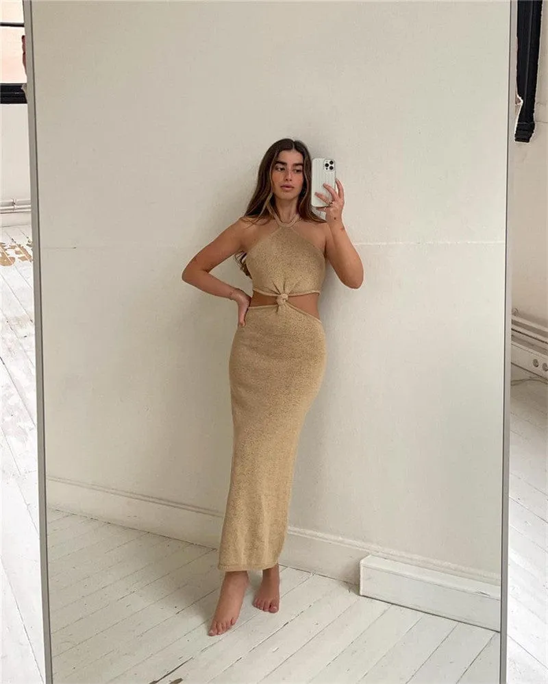 Linda Knitted Halter Dress