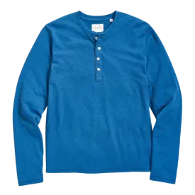 Long Sleeve Organic Cotton Henley - Lagoon Blue
