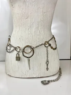 Lots of toys in a chain belt
