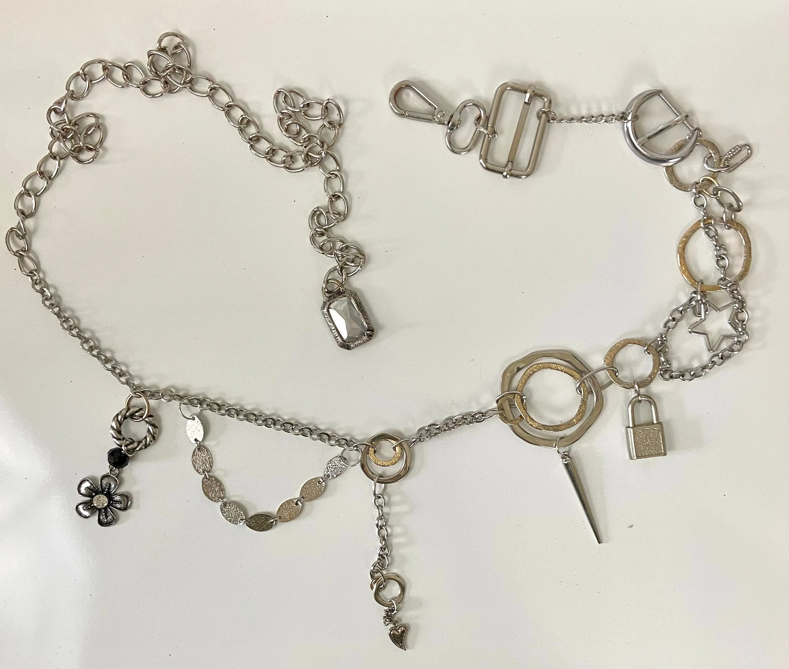 Lots of toys in a chain belt