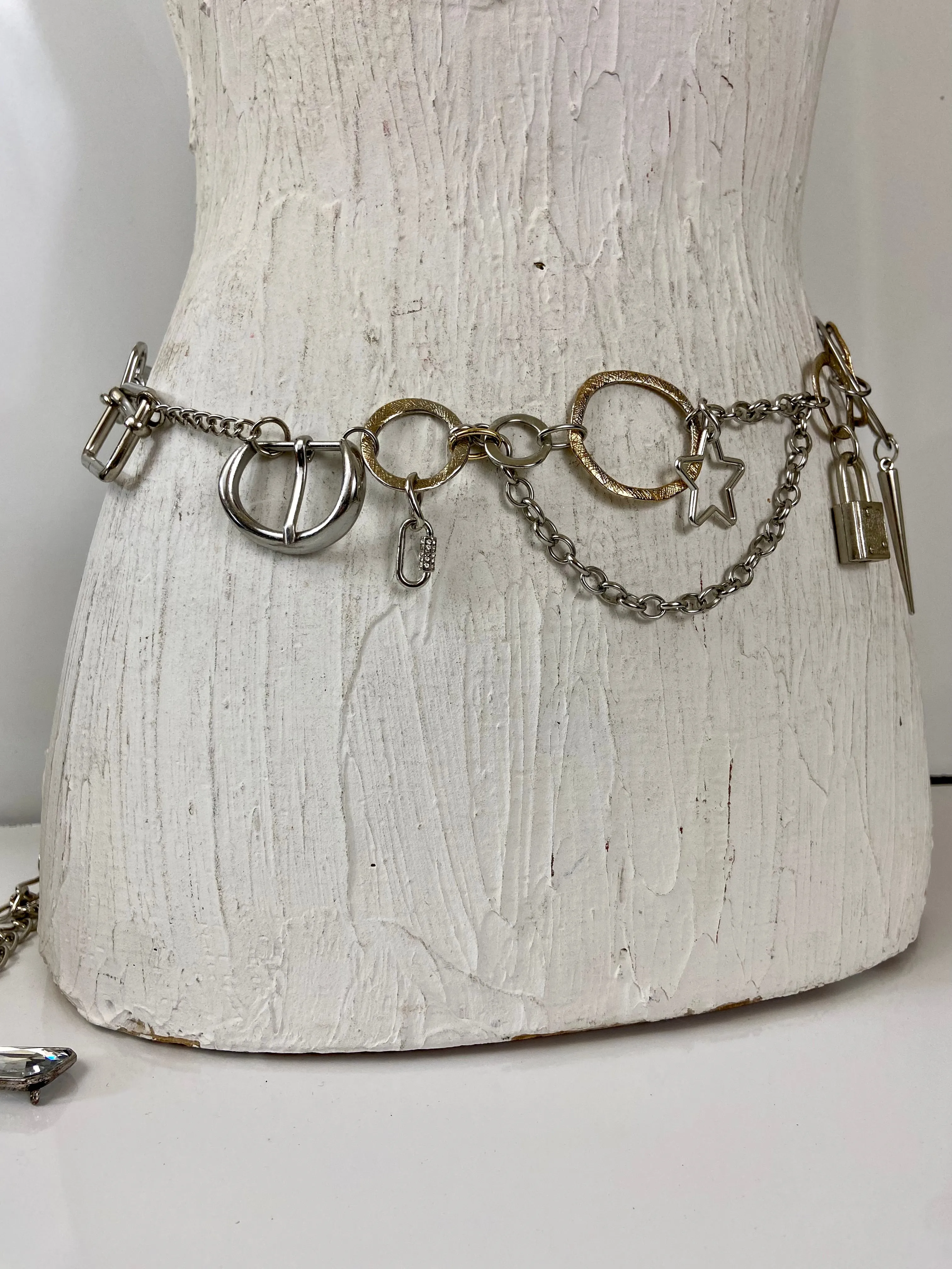 Lots of toys in a chain belt