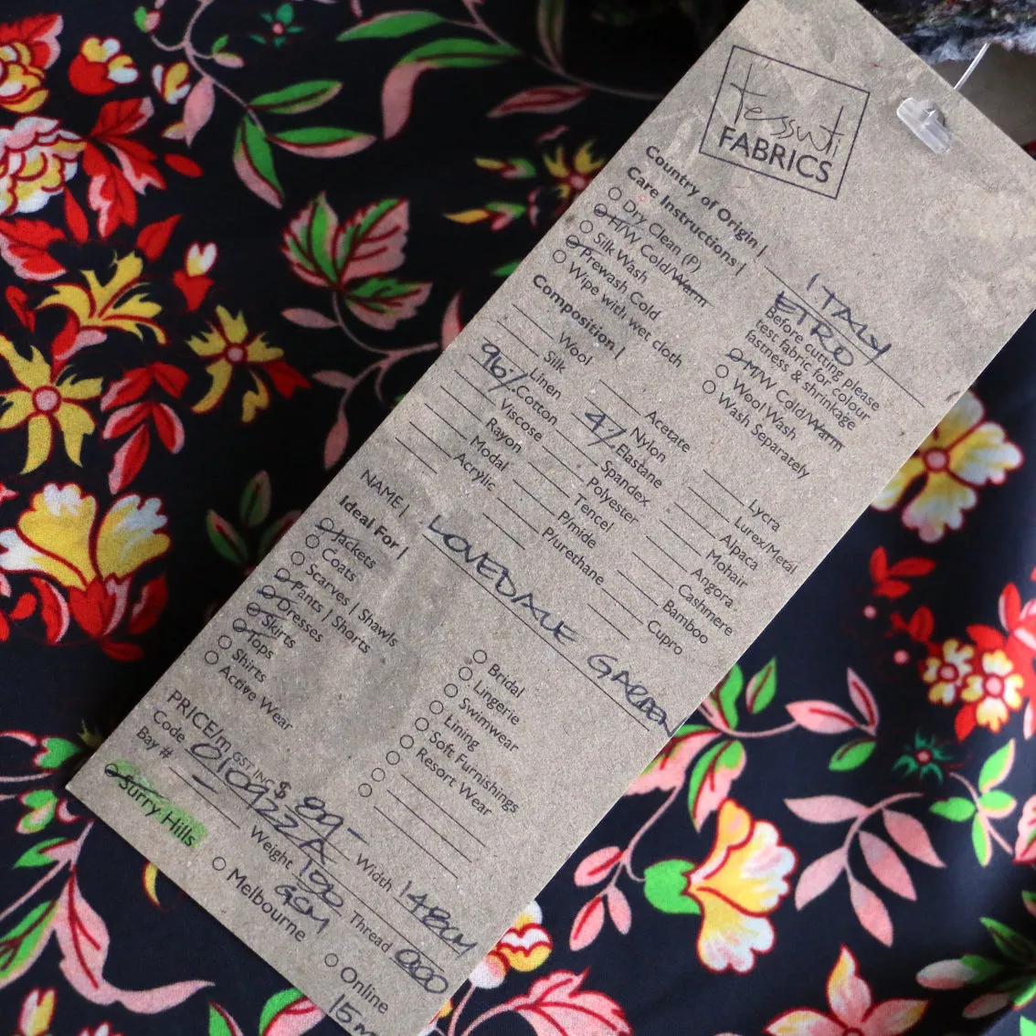 Lovedale Garden Navy Stretch Cotton