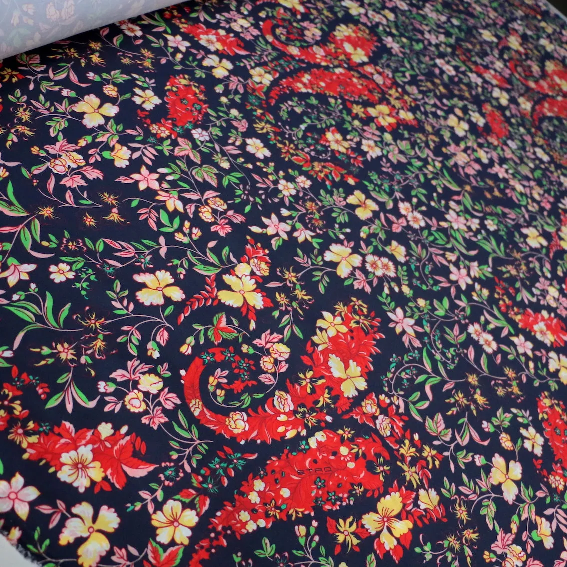 Lovedale Garden Navy Stretch Cotton