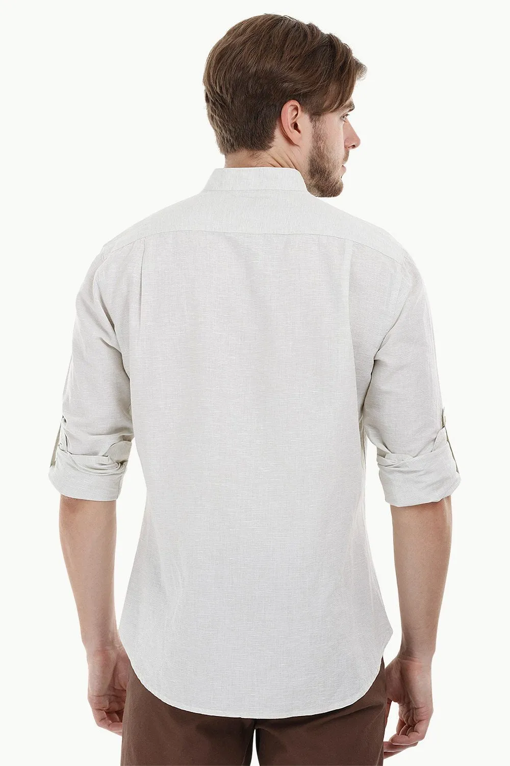 Mandarin Collar Chambray Shirt