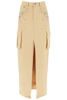 maxi denim cargo skirt in PF24 835XASK BG BEIGE