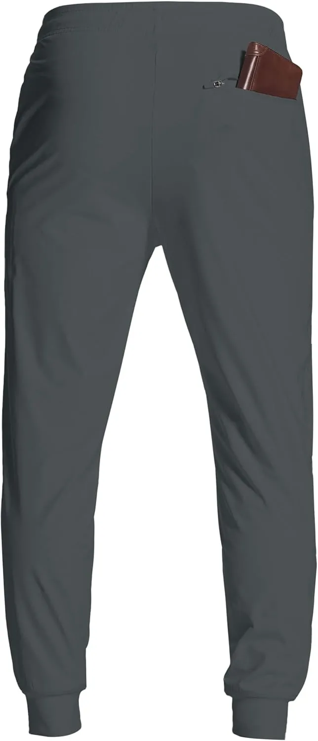 Men's Athletic Joggers with Zipper Pockets Stretch Track Pants Workout Running Gym Golf Sweatpants for Men