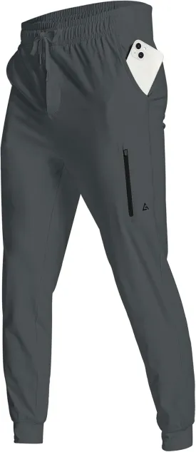 Men's Athletic Joggers with Zipper Pockets Stretch Track Pants Workout Running Gym Golf Sweatpants for Men