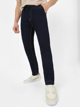 Men's Dark Blue Jogger Jeans Slim Fit Stretch