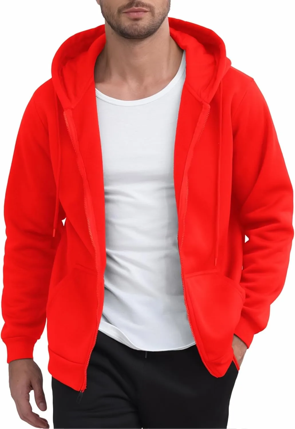 Men's Full Zip Hoodie Fleece Long Sleeve Hooded Sweatshirt Pullover Men Lightweight Athletic Hoodies