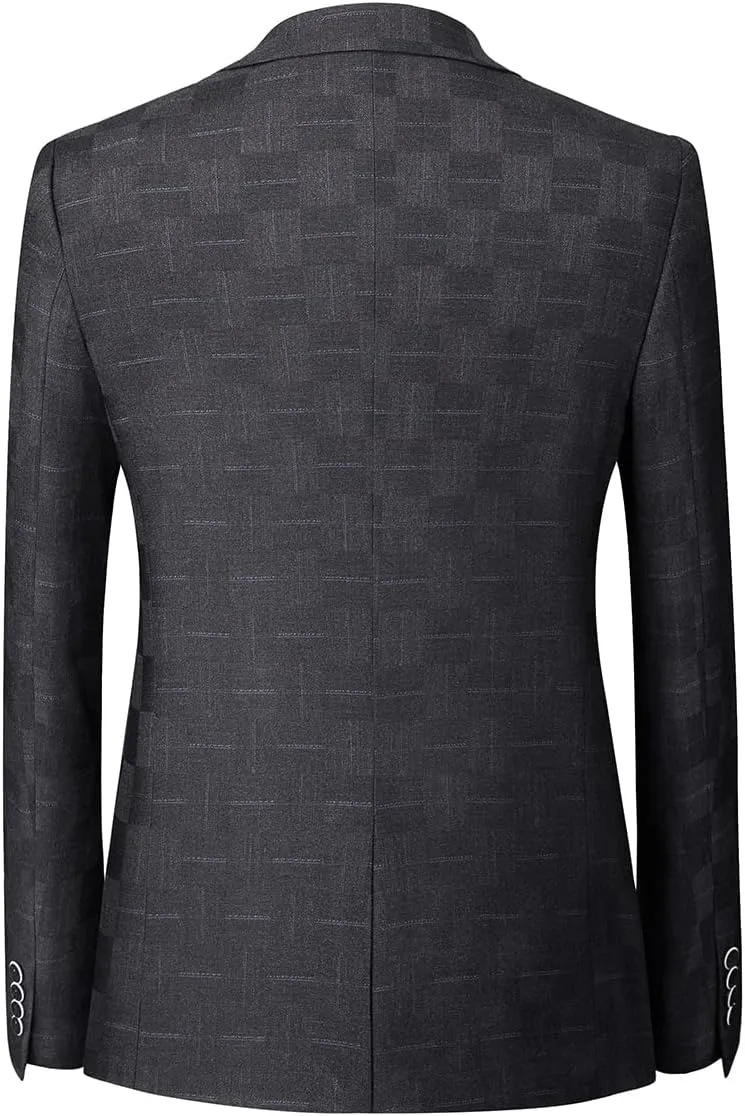 Mens Plaid Suit Slim Fit 3 Pieces Casual Checked Vintage Tuxedo Suit for Men for Wedding Business Party Blazer Pants & Vest