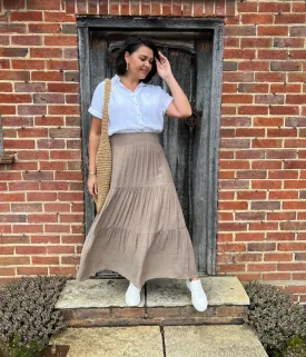 Mocha Tiered Maxi Skirt