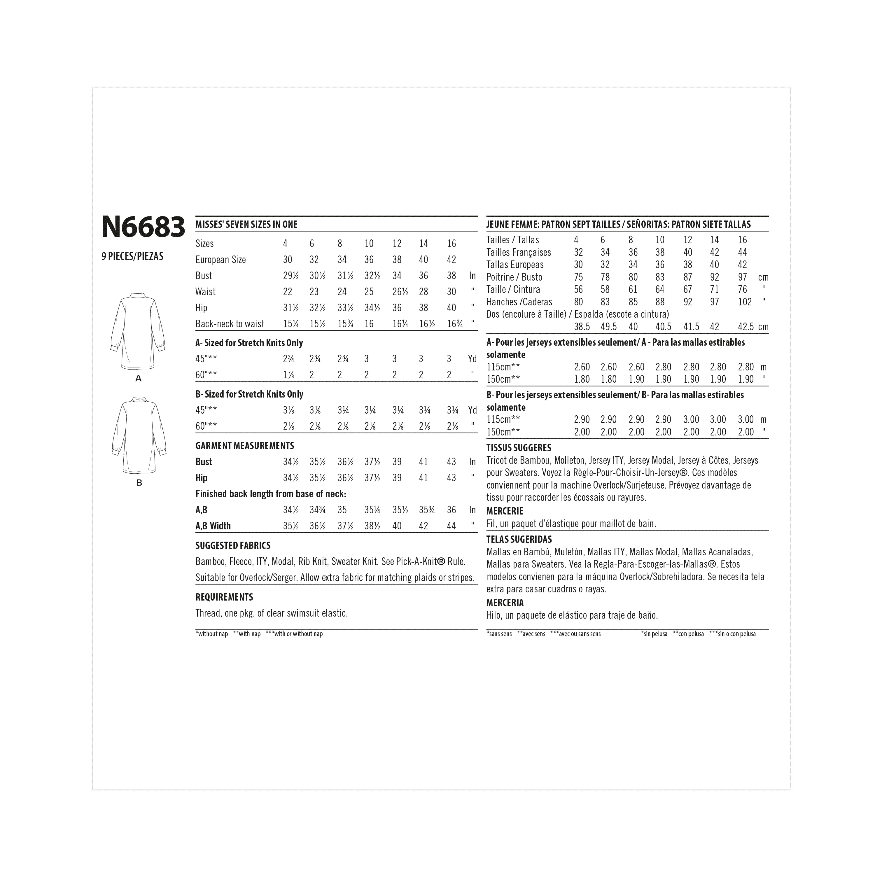Newlook Pattern N6683 Misses' Dresses