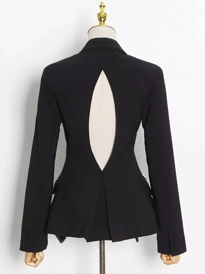 Notched Plaid Back Jacket