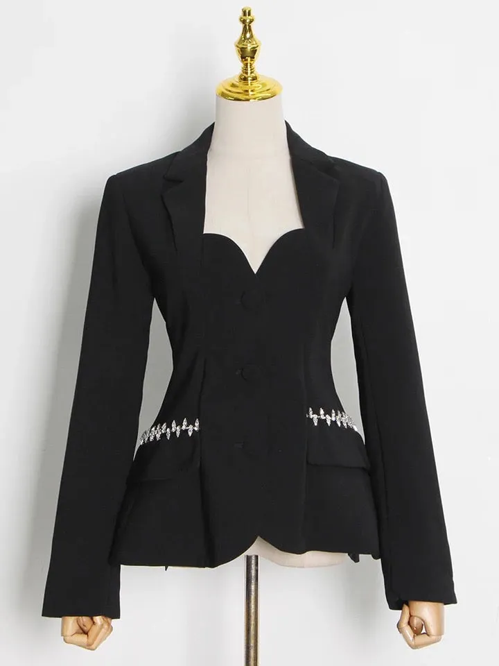 Notched Plaid Back Jacket
