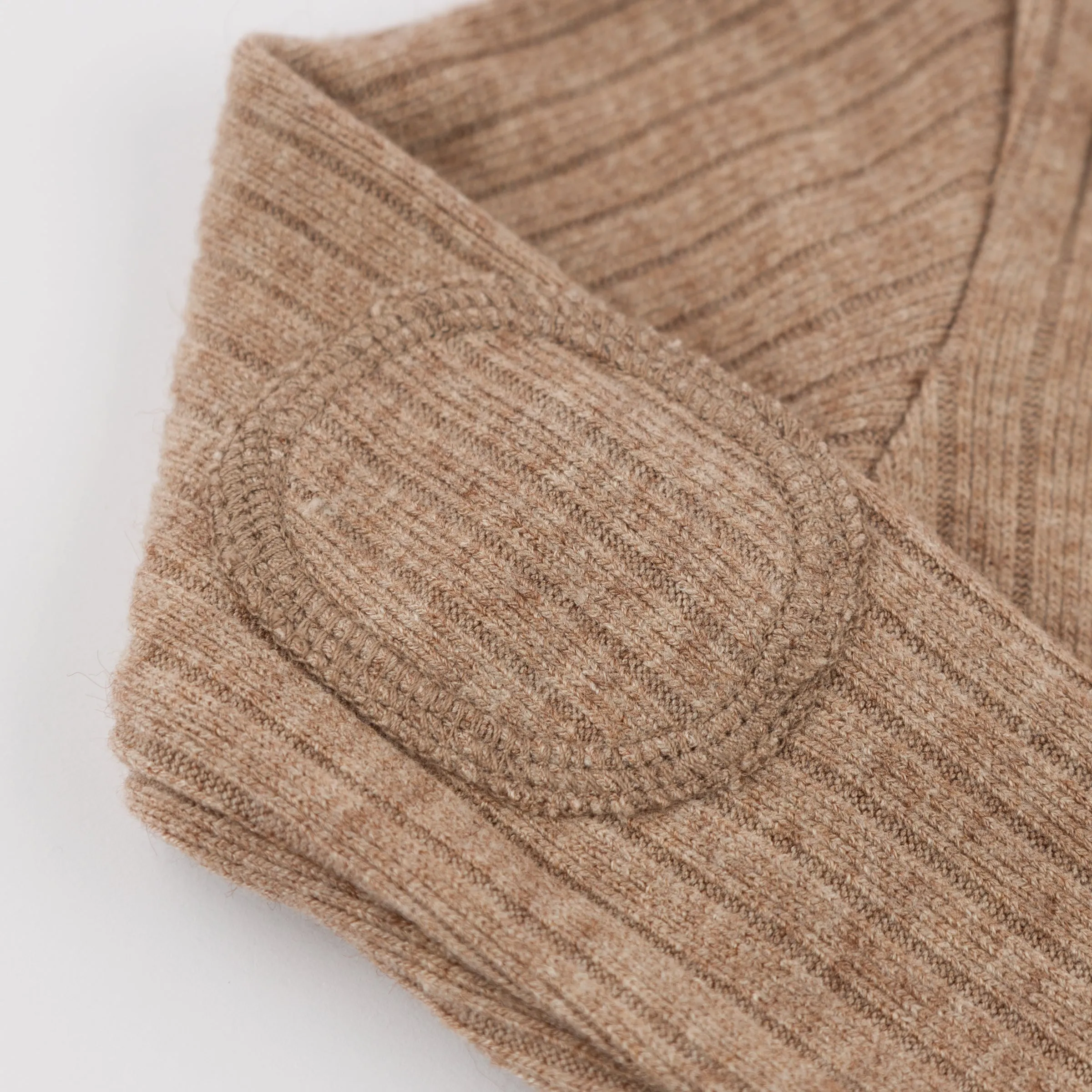 oh baby! Wide Rib Fuzzy Sweater Knit Elbow Patch Henley - Mushroom Heather