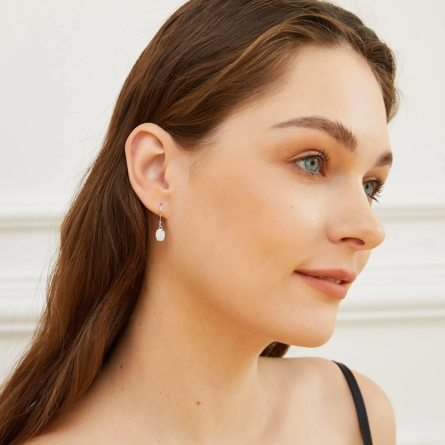 Opal Leverback Earrings for Women 18K White/Yellow/Rose Gold Plated Gemstone Dangle Ear Hypopallergenic Jewelry Gifts