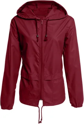 Packable Rain Jacket Women Waterproof Lightweight Hood Raincoat Long Sleeve with Pockets for Hiking Outdoor Travel