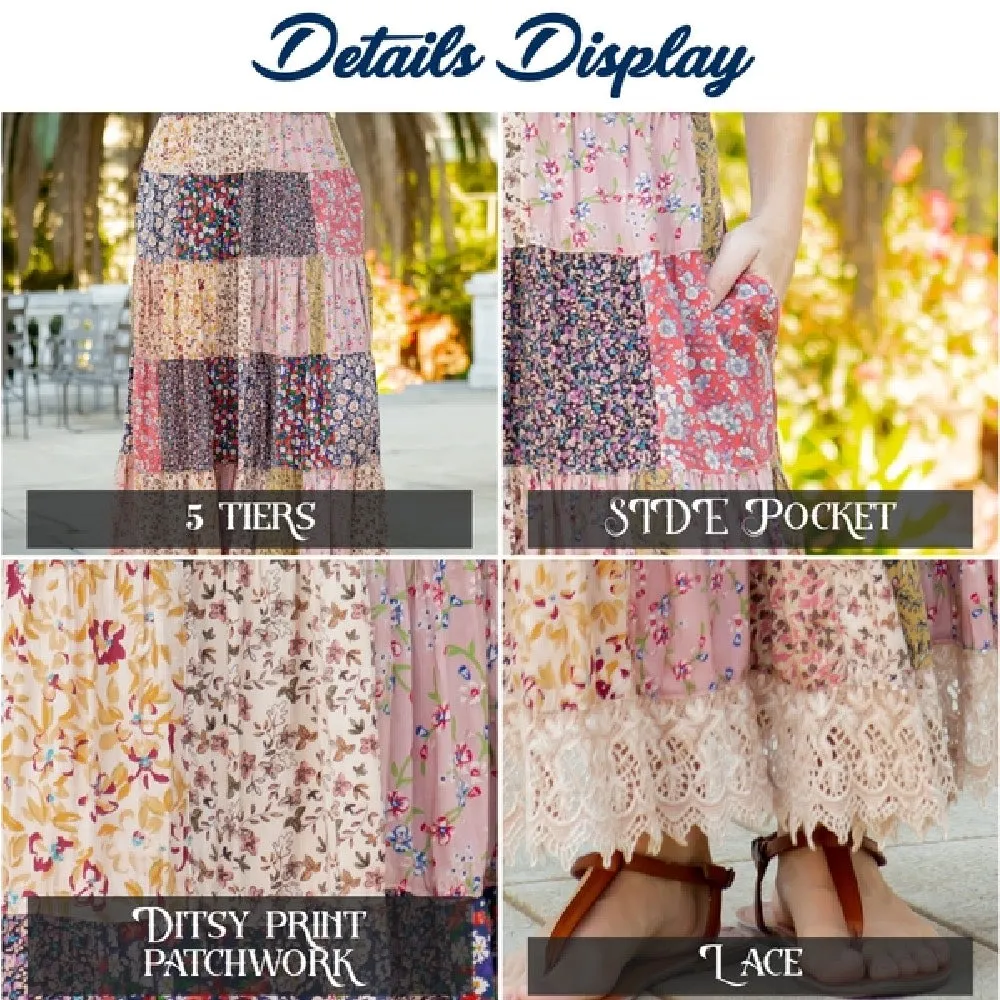Patchwork My Heart Maxi Skirt