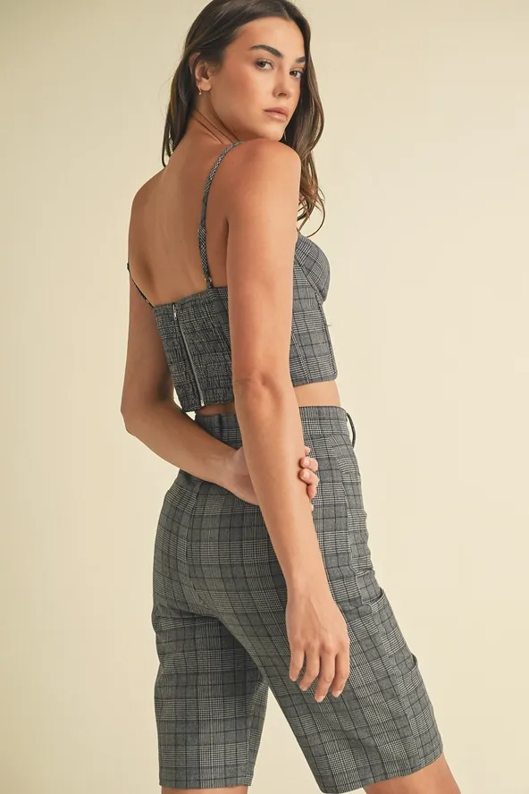 Plaid Bustier Top