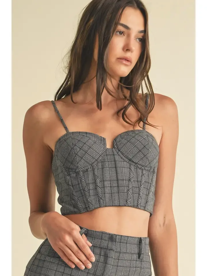 Plaid Bustier Top