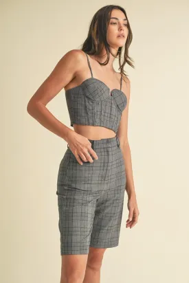 Plaid Bustier Top