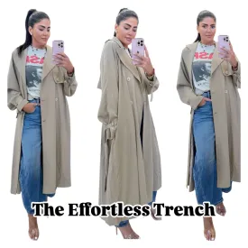 Pleated Trench Coat - Taupe