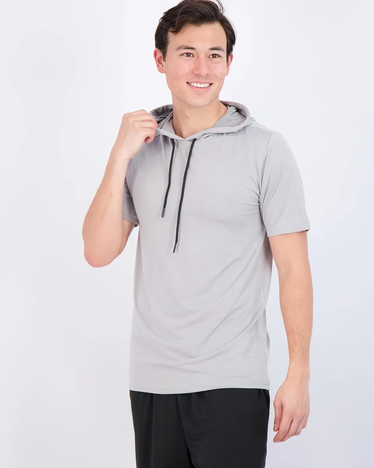 Real Essentials 3 Pack: Men's Dry Fit Short Sleeve Active Athletic Hoodie Pullover Sweatshirt (Available in Big & Tall)