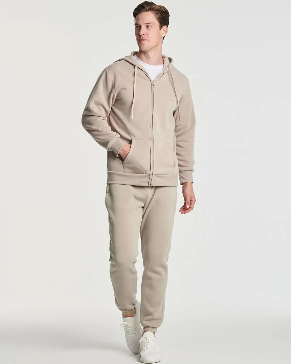 Real Essentials 3 Pack: Mens Fleece Long Sleeve Full Zip Hoodie - Athletic Sweatshirt Jacket (Available in Big & Tall)